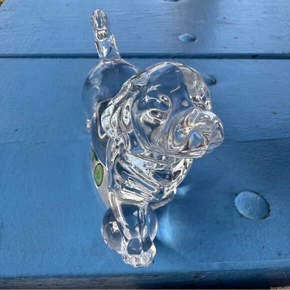 VINTAGE CRYSTAL SPANIEL DOG GLASS CZECH BOHEMIA FIGURINE SIGNED CLEAR STICKERS - Picture 3 of 7